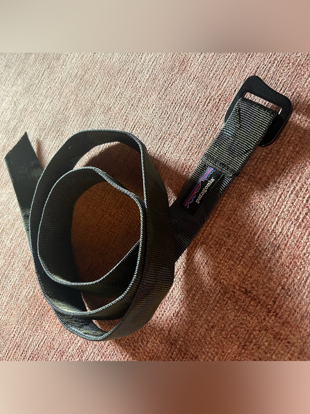 Patagonia Black and Olive Belt with Slide Buckle 45 inches